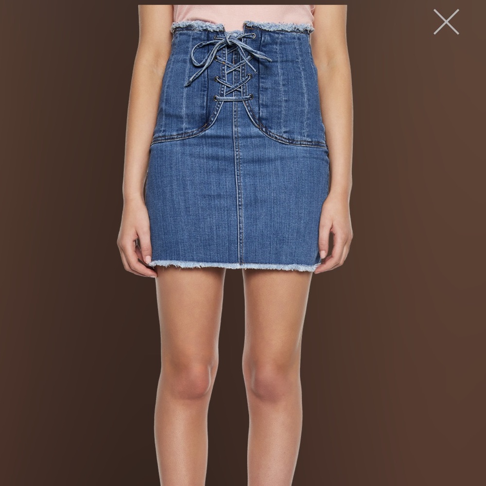Bardot denim corset style skirt
